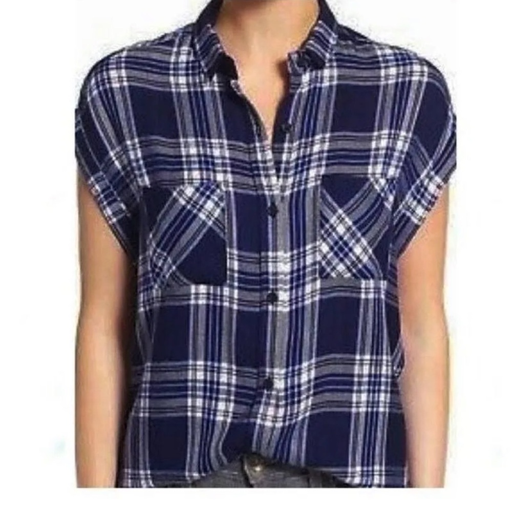 Rails Dark Blue Short Sleeve Flannel